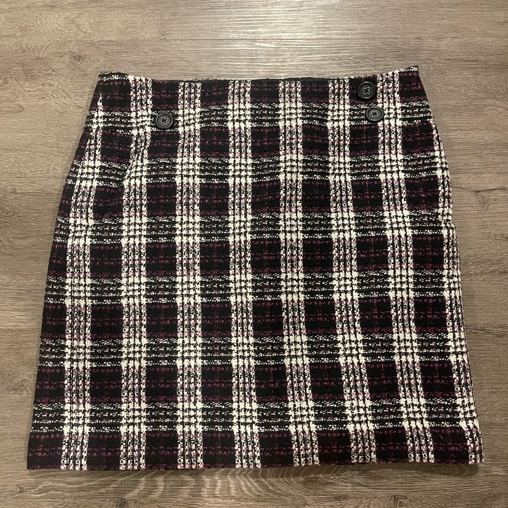Loft purple checkered skirt